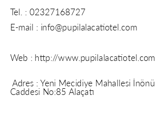 Pupil Otel Alaat iletiim bilgileri